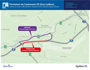 Entretien du passage à niveau sur l'autoroute 50 à Mirabel