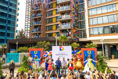 Disney Vacation Club celebrated the official opening of The Villas at Disneyland Hotel on Sept. 28 with an exciting ceremony featuring Disney executives, appearances from beloved characters and a performance by Disney on Broadway legend Kissy Simmons. The stunning new 12-story tower is the 16th Disney Vacation Club property and the fourth tower of the award-winning Disneyland Hotel at the Disneyland Resort in Anaheim, Calif. (Christian Thompson/Disneyland Resort)
