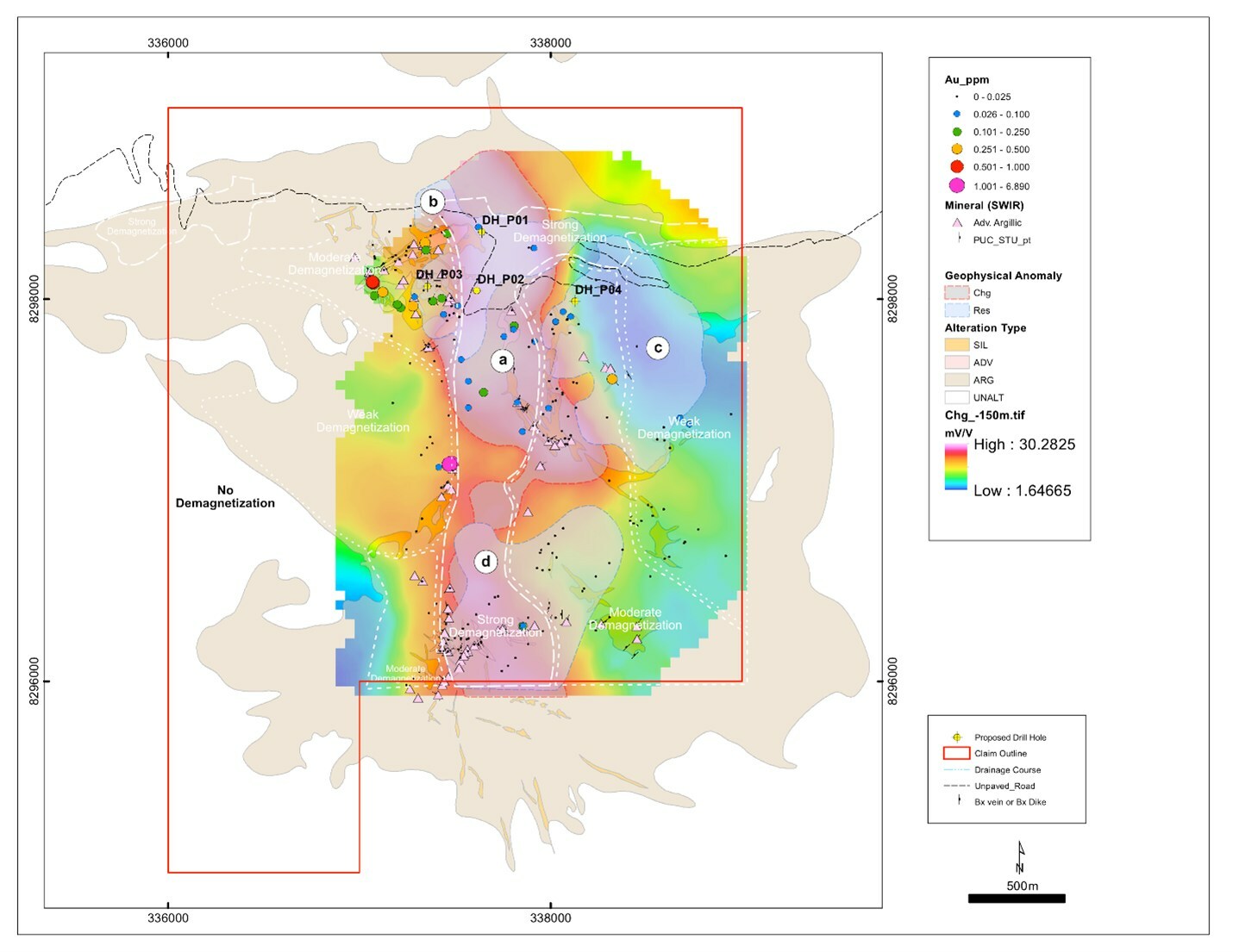 Figure 1: A compilation of key high sulphidation epithermal Au targets and proposed diamond drill locations. (CNW Group/Forte Minerals Corp.) Figure 1: A compilation of key high sulphidation epithermal Au targets and proposed diamond drill locations. (CNW Group/Forte Minerals Corp.)