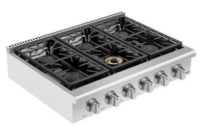EMPAVA introduces the new 36-inch Slide-In Professional Gas Cooktop, with versatile burners ranging from 650-Btu to 18,000-Btu.