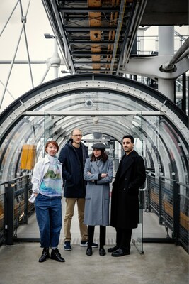 From left to right in the photo: Bertille Bak, Massinissa Selmani, Bouchra Khalili, Tarik Kiswanson.Photo © julie ansiau
