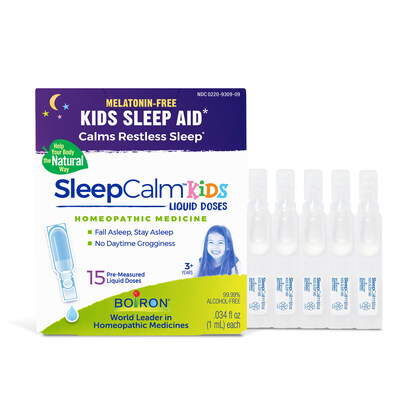 Melatonin-free Boiron SleepCalm Kids liquid doses use a blend of non-GMO plant-based and other pure active ingredients that help restore a natural sleep pattern disturbed by upsets, excitement, and schedule changes. For ages 3 and up.