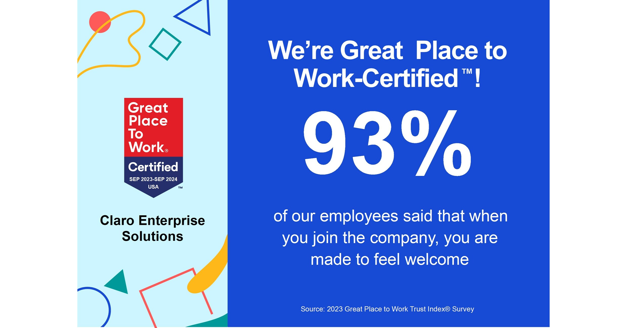 Claro Enterprise Solutions Earns Great Place to Work Certification™