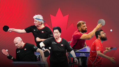 A team of five Para table tennis athletes have been nominated to compete for Canada at the Santiago 2023 Parapan Am Games (L-R): Peter Isherwood, Ian Kent, Stephanie Chan, Muhammad Mudassar, and Asad Hussain Syed. (CNW Group/Canadian Paralympic Committee (Sponsorships))