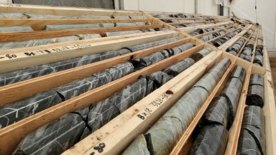 Image 2: Geotechnical Drill Core from Hole WI23-80 Wicheeda REE Deposit Open Pit Highwall (CNW Group/Defense Metals Corp.)