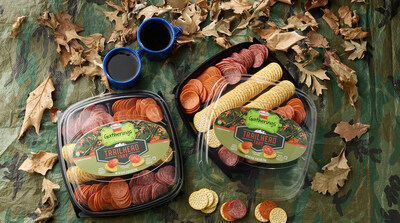 The HORMEL GATHERINGS® Trailhead Party Tray is all about protein, a 28-ounce tray containing delicious slices of HORMEL® pepperoni and HORMEL® hard salami along with two rows of round, crispy crackers.
