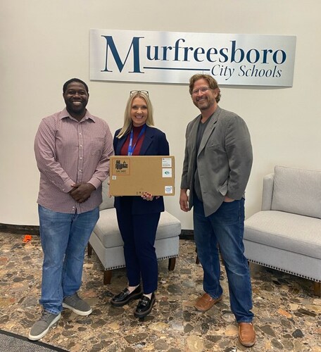 L-R: MTC Board Member Byron Glenn, Murfreesboro City Schools Director of Technology April Zavisa and MTC Founder Jon Hoscheit