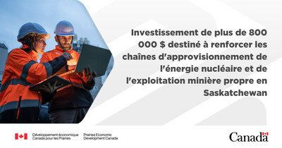 Le ministre Vandal annonce des investissements destins  renforcer les chanes d'approvisionnement de l'nergie nuclaire et de l'exploitation minire propre en Saskatchewan (Groupe CNW/Dveloppement conomique Canada pour les Prairies)