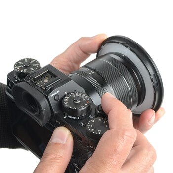 Holding the ExpoDisc v3 over a smaller lens