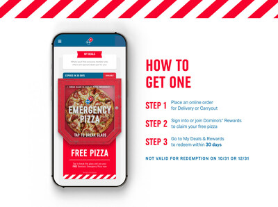 La empresa de pizzas más grande del mundo presenta Domino’s Emergency Pizza: un programa que ofrece una pizza mediana de dos ingredientes gratis a los clientes para que lo utilicen cuando más lo necesiten.