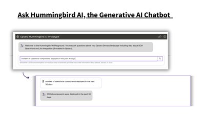 Screenshot of Hummingbird AI, an new solution from Opsera that offers AI-driven unified insights to help improve developer experience and productivity, help identify bottlenecks and inefficiencies and provide remediation with the click of a button.