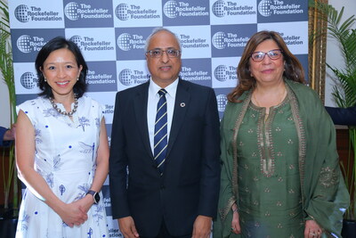 Left to right: Ms. Elizabeth Yee, Executive Vice President, Programs, The Rockefeller Foundation; Prof. Shobhakar Dhakal, Professor and Vice President for Academic Affairs, Asian Institute of Technology, Thailand and Ms. Deepali Khanna, Vice President, Asia Regional Office, The Rockefeller Foundation.