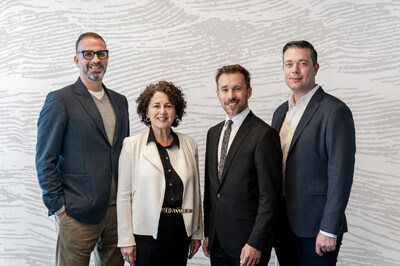 For left to right: Kevin McCann, Managing Partner, NATIONAL Atlantic; Donna Alteen, Founder and CEO, Time & Space; Martin Daraiche, President, NATIONAL Public Relations; Shawn Lowe, President, Time & Space. (CNW Group/AVENIR GLOBAL)