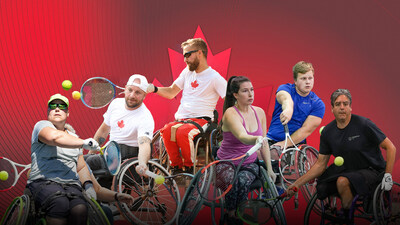 Six wheelchair tennis players have been nominated to represent Canada at the Santiago 2023 Parapan Am Games (L-R): Natalia Lanucha, Mitch McIntyre, Rob Shaw, Anne-Marie Dolinar, Thomas Venos, and Barry Henderson. (CNW Group/Canadian Paralympic Committee (Sponsorships))