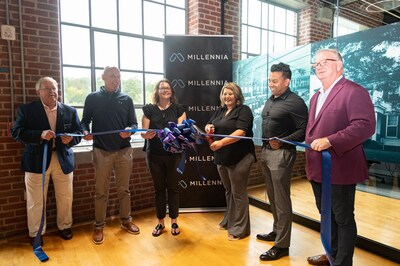 L to R: Robbie Davis, Chairman Nash County Board of Commissioners; Scott Sanner, CEO Millennia; Sarah Sanders, Manager for Rocky Mount Office, Millennia; Natalie Barber, Director of Service Operations, Millennia; Joshua Berman, COO, Millennia; Sandy Roberson, Mayor City of Rocky Mount