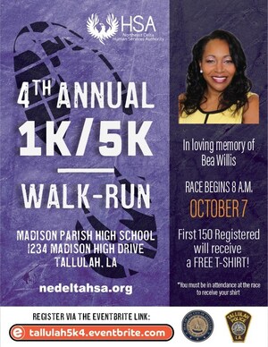 Northeast Delta HSA collaborates with the City of Tallulah to host a 1K/5K race on October 7