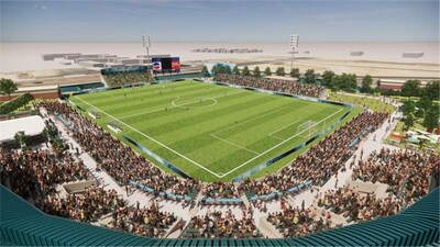 A rendering of the new soccer stadium.