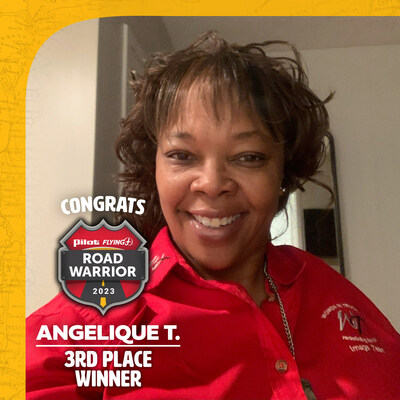 Third place winner Angelique Temple receives $5,000 as part of 2023 Road Warrior Contest.