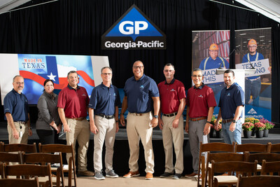 Carmine Perri, Vice President of Operations; Brittany Burns, Senior Director of Marketing; Will Hatfield, Sweetwater Complex Plant Manager; Andy Konieczka, Executive Vice President for Building Products; David Neal, President for Gypsum; Brad Bowman, Sweetwater Complex Plant Manager; Jose Casanova, Regional Manager for Gypsum; Jacob McBride, Vice President of Operations, Georgia-Pacific Building Products