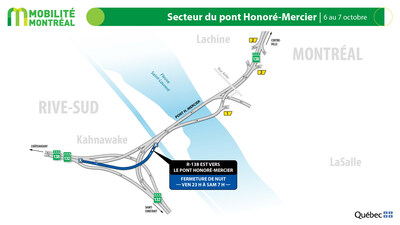7.  Accs pont Honor-Mercier, du 6 au 7 octobre (Groupe CNW/Ministre des Transports et de la Mobilit durable)