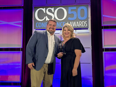 Aflac Global Security’s director of Security Engineering and Administration Mike Danley (left) and vice president of Information Risk Management and Governance Tera Ladner (right) received the CSO50 Award.
