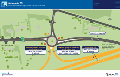 Carte du carrefour giratoire de Saint-Armand, prs de la future autoroute 35 (Groupe CNW/Ministre des Transports et de la Mobilit durable)