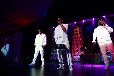 R&B legends Boyz II Men perform at The Executive Leadership Council (ELC) Recognition Gala on October 6, 2023. The annual ELC Symposium and Recognition Gala welcomes nearly 4000 Black executives, including corporate CEOs, executives and up-and-coming business leaders from the largest global corporations. Credit: Imagine Photography