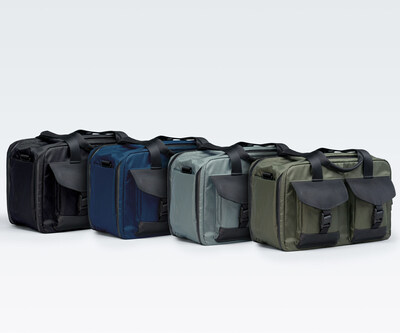 Available in olive green, slate, deep blue, and black.