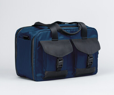 X-Air Duffel in deep blue X-Pac + black full-grain leather