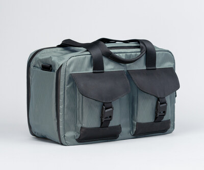 X-Air Duffel in slate X-Pac + black full-grain leather