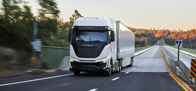 Nikola hydrogen fuel cell electric truck with a range of up to 500 miles.
