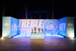 Football Fans Attend Manchester City Treble Trophy Tour Presented by OKX in Abu Dhabi, UAE