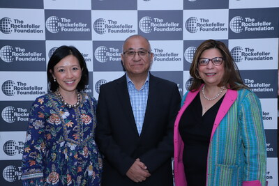 Left to right: Ms. Elizabeth Yee, Executive Vice President, Programs, The Rockefeller Foundation; Mahendra Shreshtha, Chairman of Himalayan Everest Insurance, and Ms. Deepali Khanna, Vice President, Asia Regional Office, The Rockefeller Foundation.