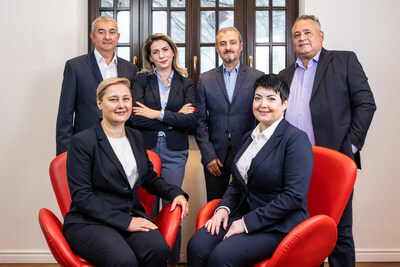 CEO Laurentiu Chideanu (top left) and senior management team at Medical Express Romania