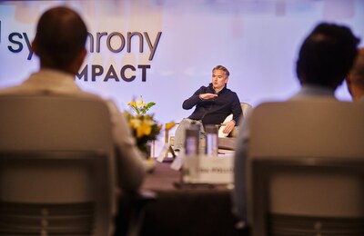 Synchrony President & CEO Brian Doubles opened a three-day interactive Impact Session for the company’s senior leaders in the fall of 2023. Synchrony is investing in its top leaders through a comprehensive development program, testing new ways to train leaders to lead differently and enhance the employee experience. (Photo credit: Synchrony)