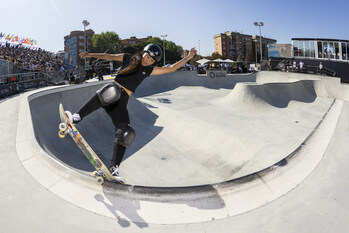 Monster Army Rider Cocona Hiraki Takes First Place in Women’s Skateboard Park at the 2023 World Park Skateboarding Championships in Rome, Italy