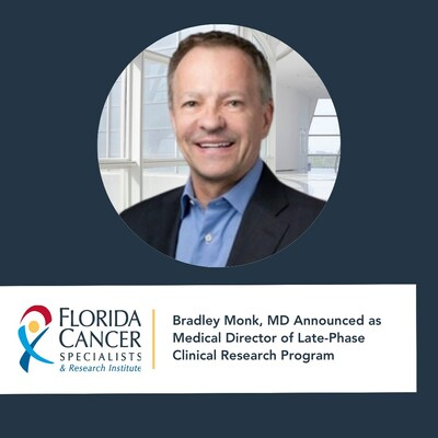 Bradley Monk, MD will join Florida Cancer Specialists & Research Institute in January 2024, serving as Medical Director of Late-Phase Research.