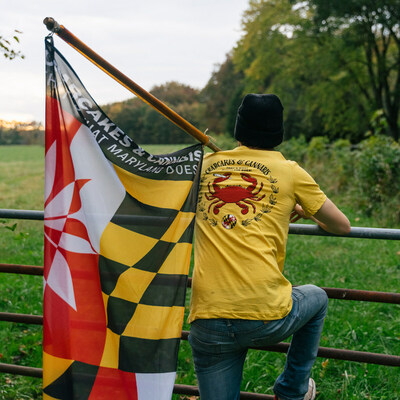 Showing off the Crabcakes & Cannabis version of the Maryland flag