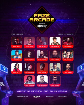 FAZE CLAN WILL BE ACTIVATING IN LAS VEGAS WITH GAMING LOUNGE EXPERIENCE 'FAZE ARCADE' PRESENTED BY XFINITY