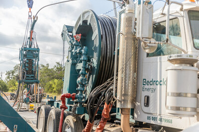 Bedrock's drilling rig employs technologies that enable widespread, affordable, and accessible installations of carbon-free geothermal HVAC for commercial buildings
Photo Credit: Bedrock Energy