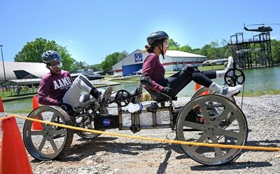 Students from Alabama A&M University near Huntsville, Alabama, pilot their vehicle through the obstacle course at the U.S. Space & Rocket Center during NASA's Human Exploration Rover Challenge event on April 22, 2023.