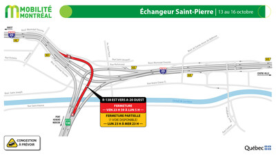 4. Échangeur Saint-Pierre, fin de semaine du 13 octobre (Groupe CNW/Ministère des Transports et de la Mobilité durable)
