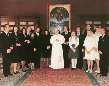 Dedication of the Holy Shroud on October 19, 1983 to Pope John Paul II and the Holy See as bequeathed by His Late Majesty King Umberto II of Italy in his will with members of the Royal House of Savoy.