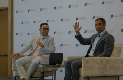 Mayor Suarez (right) and Amr Alain (left) on stage at The 6th annual Business and Legal Summit