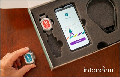 InTandem™ includes shoe-worn sensors, a headset, and a touchscreen device preloaded with the InTandem software