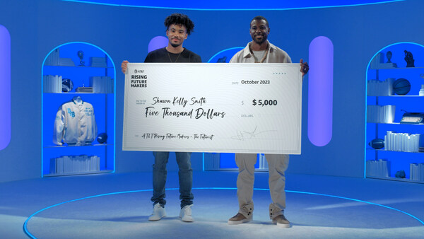 Lance Gross & Future Leader, Shawn, Holding Rising Future Makers Check.