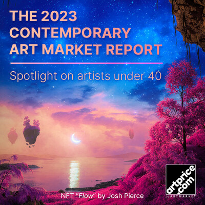 Artprice's 2023 Contemporary Art Market Report cover, featuring the NFT “Flow” by Josh PIERCE