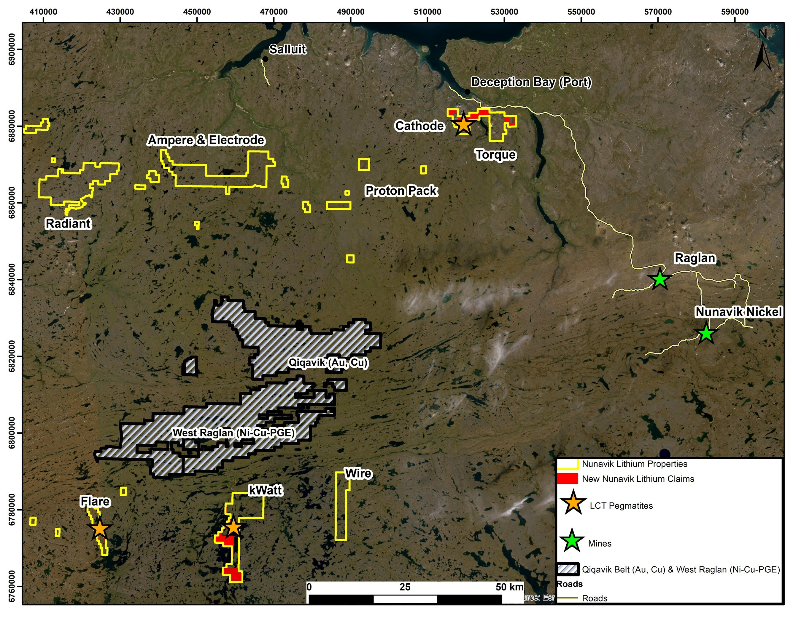 Figure 1: Map of additional claims added to the Nunavik Lithium Properties proximal to 2023 LCT discoveries. (CNW Group/Orford Mining Corporation) Figure 1: Map of additional claims added to the Nunavik Lithium Properties proximal to 2023 LCT discoveries. (CNW Group/Orford Mining Corporation)