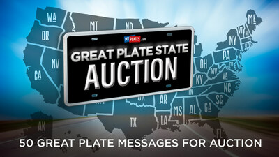 My Plates Great Plate State Auction showcasing 50 state plate messages!