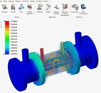 Altair SimLab, available in Altair HyperWorks, offers a process-oriented multidisciplinary simulation environment, which includes a complete solution for fluid and thermal analysis of complex assemblies, like the thermal fluid structure integration (TFSI) analysis of a heat exchanger.